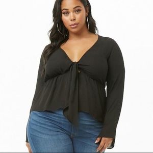 Forever 21 Chiffon Tie Front Top